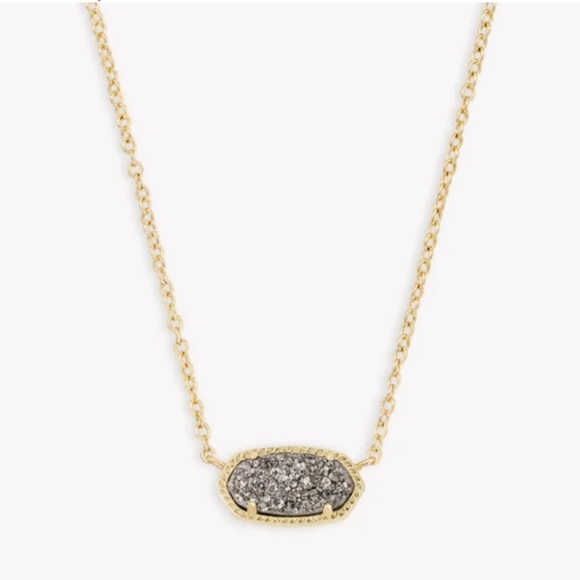Kendra Scott Elisa Necklace in Platinum Drusy.‎